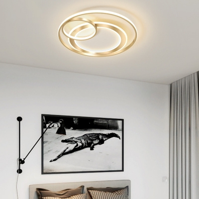 Ring Shape LED Flush Mount Modern Acrylic Gold Flushmount Ceiling Light for Bedroom