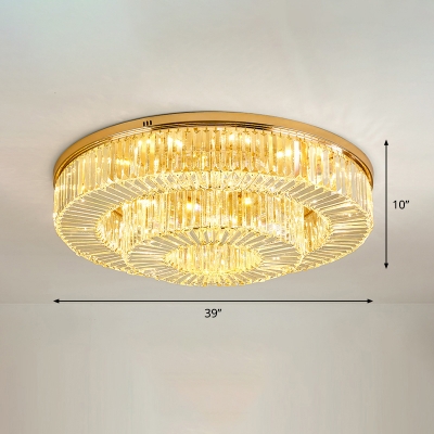 Round Prismatic Optical Crystal Ceiling Light Minimalist Gold LED Flush Mount Fixture