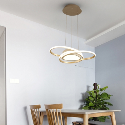 Seamless Curve Chandelier Pendant Light Contemporary Acrylic Dining Room LED Hanging Light in Gold
