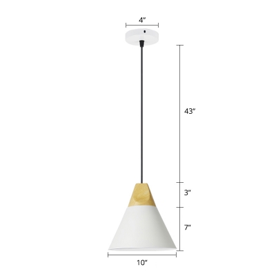 Single-Bulb Restaurant Hanging Lamp Macaron Pendant Light with Conical Aluminum Shade