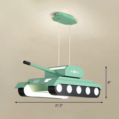 Tank Shaped Hanging Lamp Childrens Metal LED Chandelier Light Fixture for Bedroom