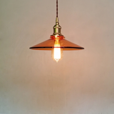 1 Bulb Hanging Lighting Simplicity Cone Glass Pendant Light Fixture for Restaurant