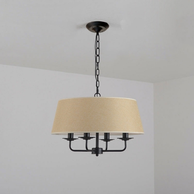 4 Bulbs Fabric Chandelier Classic Tapered Shade Bedroom Suspended Lighting Fixture