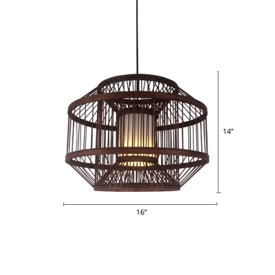 Bamboo Woven Pendant Light Contemporary Single Coffee Hanging Pendant Light for Restaurant