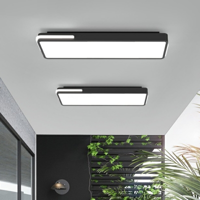 Black Rectangle Flush Ceiling Light Fixture Simplicity LED Acrylic Flushmount for Corridor