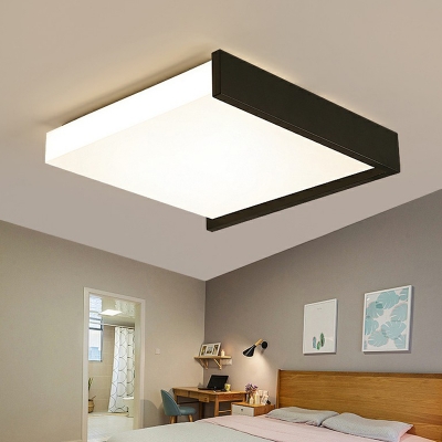 Black-White Square LED Flush Mount Lamp Minimalism Acrylic Ceiling Flush Light for Bedroom