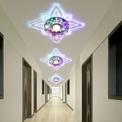 Blooming LED Ceiling Fixture Modern Crystal Clear Flush Mounted Light for Corridor