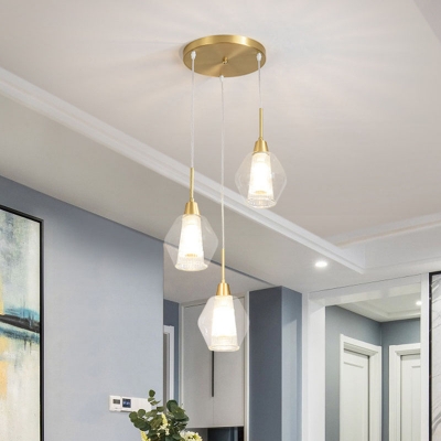 Diamond Shaped Multi Lamp Ceiling Light Modern Clear Glass Stairs Pendant Light Fixture