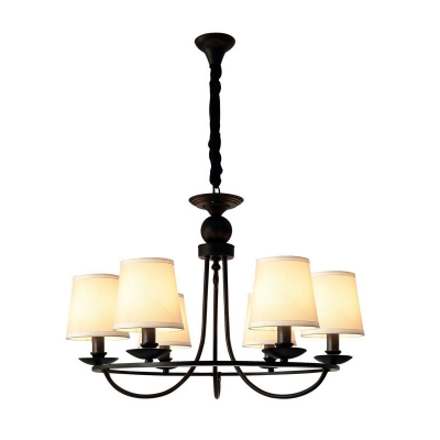 Empire Shade Fabric Hanging Light Traditional Style Living Room Chandelier in Black