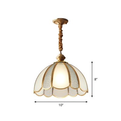 Glass Panes Dome Suspension Lighting Minimalism 1-Light Dining Room Pendant Ceiling Light in Gold