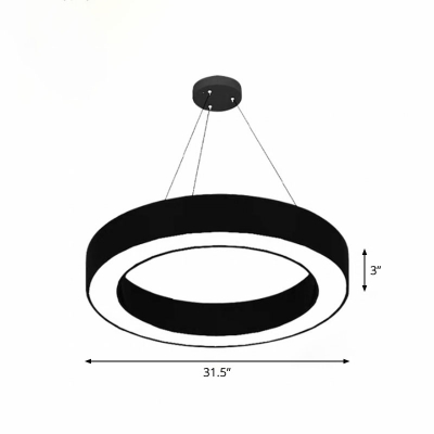 Metal Geometric Shaped LED Suspension Light Contemporary Black Chandelier for Gym
