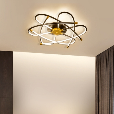 Minimalistic Floral Ceiling Lamp Aluminum Living Room LED Semi Flush Mount Light