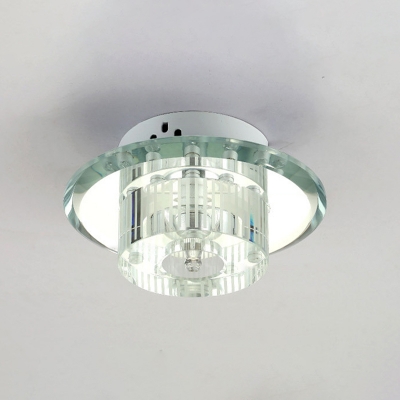 Modern Round Mini Ceiling Lighting Clear Crystal Entryway LED Flush Mounted Lamp