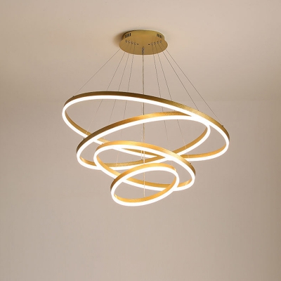 Modern Style Tiered Circle LED Suspension Light Acrylic Living Room Chandelier Light