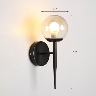 Needle Arm Wall Lamp Fixture Modern Metal 1 Bulb Corridor Wall Sconce with Ball Clear Glass Shade