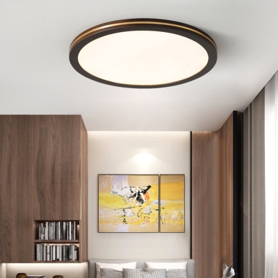 Nordic LED Flush Mount Ceiling Fixture Dark Brown Geometric Flush Light with Acrylic Shade