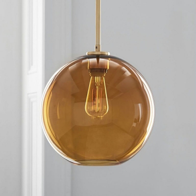 Open Glass Sphere Hanging Light Kit Minimalistic 1-Light Suspension Pendant Light