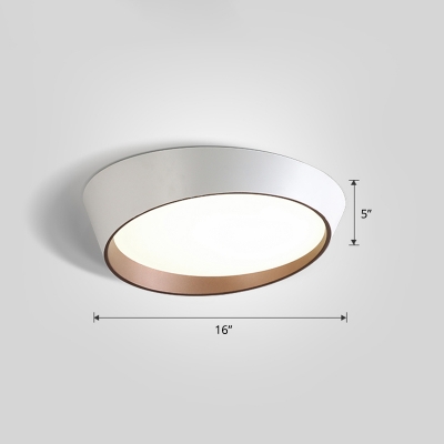 Oval LED Ceiling Flush Mount Light Nordic Metal Bedroom Flush Mount Fixture with Recessed Acrylic Diffuser