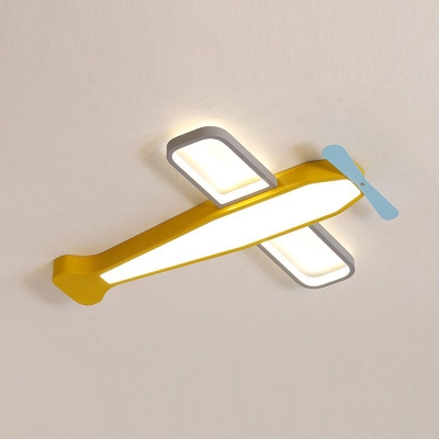 Plane Metallic LED Flushmount Light Kids Flush Mount Ceiling Lighting Fixture for Nursery