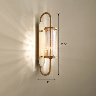 Pole Shaped Bedside Wall Lamp Fixture Crystal Postmodern Style Sconce Light in Gold