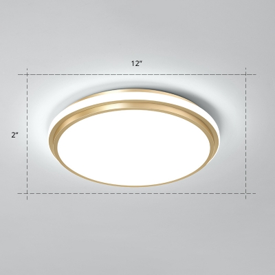 Round Flush Mount Lighting Minimalist Acrylic Bedroom LED Flush Mount Fixture in Gold