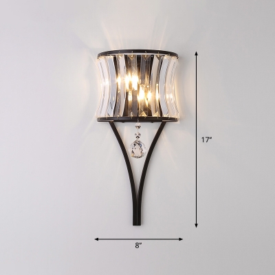 Single-Bulb Wall Light Kit Minimalist Curve Crystal Sconce Lighting for Living Room