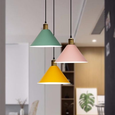 Single Ceiling Light Simplicity Conical Aluminum Hanging Pendant Light for Bedroom