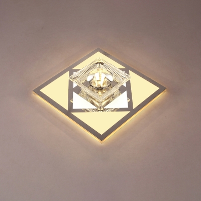 Small Foyer Flush Ceiling Light Clear Crystal Modern LED Flush Mount Recessed Lighting