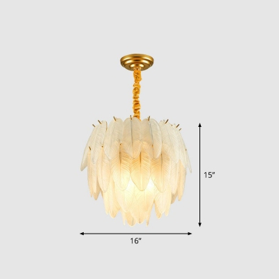 Tapered Chandelier Pendant Light Simplicity Feather Living Room Hanging Light in White