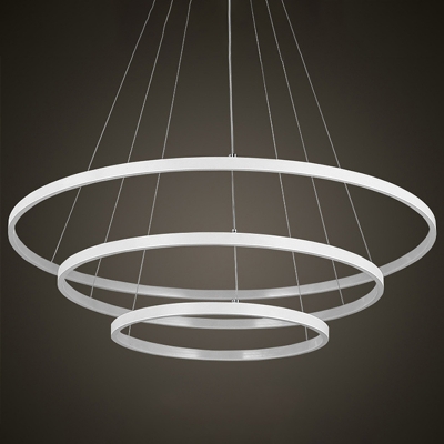 Tiered Ring LED Ceiling Lighting Modern Acrylic Living Room Chandelier Light Fixture in White