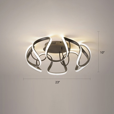 Twisted LED Flush Mounted Lamp Minimalism Metal Bedroom Semi Flush Ceiling Light
