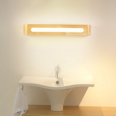 Wood Rectangle LED Flush Wall Sconce Simple Wall Lamp Fixture with Rounded Corner