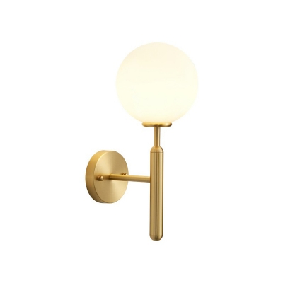 Ball Stairs Wall Lighting Frosted White Glass 1 Head Simple Style Wall Sconce in Gold