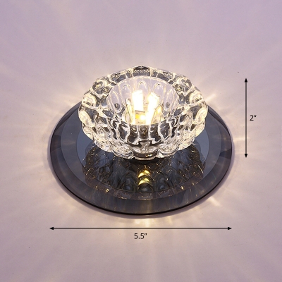 Corridor LED Flush Mount Lighting Minimalist Ceiling Lamp with Floral Crystal Shade