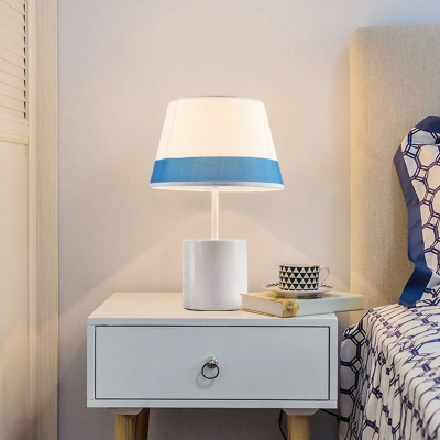 Empire Shade Fabric Nightstand Light Modern 1 Bulb Table Lamp with Cylinder Base for Bedroom