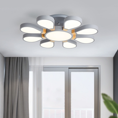 Flower LED Semi-Flush Ceiling Light Nordic Style Acrylic Living Room Flush Mount Lamp
