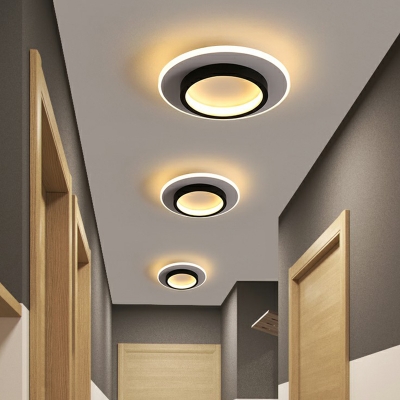 Geometric Corridor Flush Mount Ceiling Light Acrylic Modernism LED Flush Light in Black