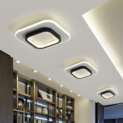 Geometric Corridor Flush Mount Ceiling Light Acrylic Modernism LED Flush Light in Black