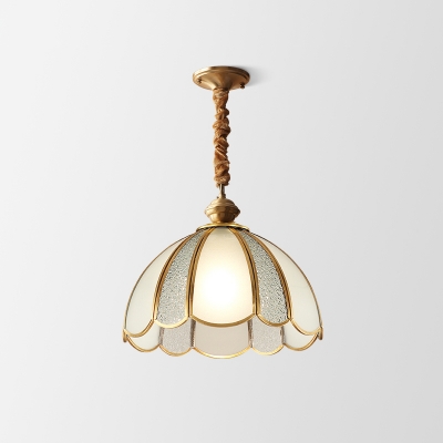 Glass Panes Dome Suspension Lighting Minimalism 1-Light Dining Room Pendant Ceiling Light in Gold
