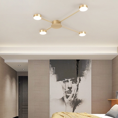 Gold Circular LED Semi Flush Mount Post-Modern Acrylic Close To Ceiling Chandelier for Living Room