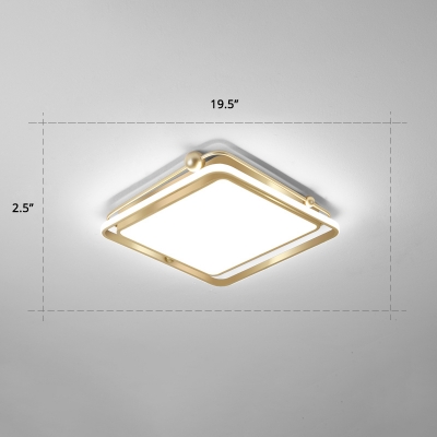 Gold Rectangular Flush Ceiling Light Contemporary Acrylic LED Flush Mount Lighting Fixture