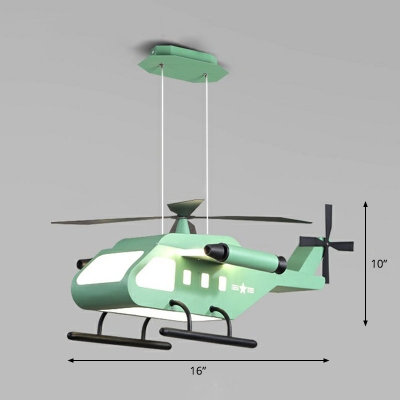 Helicopter LED Chandelier Lamp Kids Style Metal Bedroom Suspended Lighting Fixture