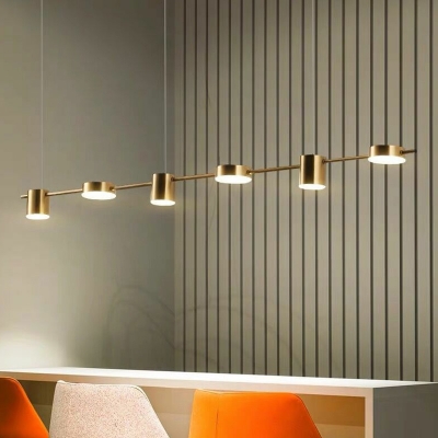 Linear LED Island Light Fixture Minimalism Metal Dining Room Ceiling Suspension Lamp