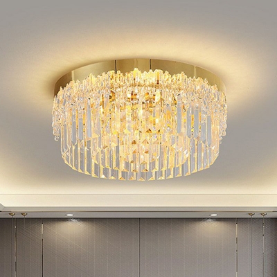 Multi-Layer Flush Mount Fixture Postmodern Crystal Rod Bedroom Flush Ceiling Light
