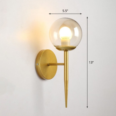 Needle Arm Wall Lamp Fixture Modern Metal 1 Bulb Corridor Wall Sconce with Ball Clear Glass Shade