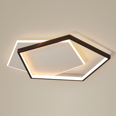 Nordic Geometrical Flush Light Acrylic Bedroom LED Flush Ceiling Light in Black and White
