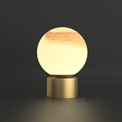 Opal Glass Sphere Shade LED Table Lighting Simplicity Gold Nightstand Lamp for Bedside