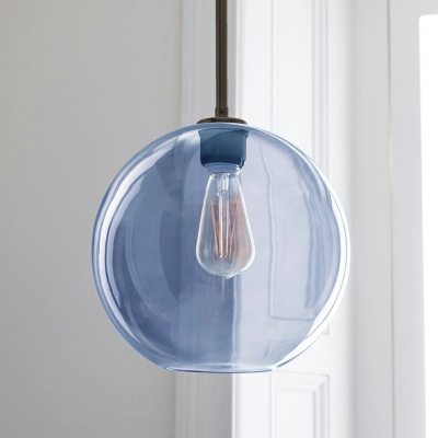 Open Glass Sphere Hanging Light Kit Minimalistic 1-Light Suspension Pendant Light