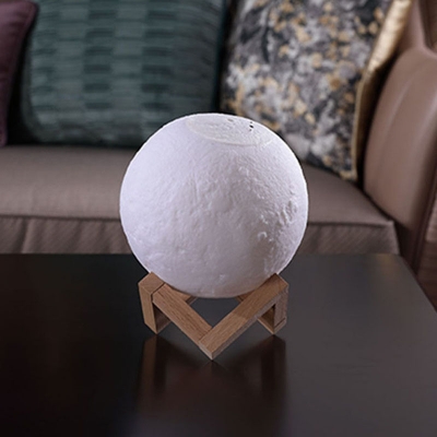 Plastic Moon Shade Humidifier Nightstand Lamp Contemporary White LED Table Lighting
