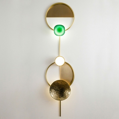 Round Metallic LED Wall Light Minimalist Gold Wall Lighting Fixture for Living Room